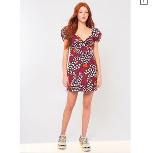 FARM RIO BURGUNDY BANANA MINI DRESS